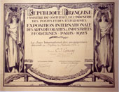 Diplome de Medaille d'Or  C.J.Lanooy.
